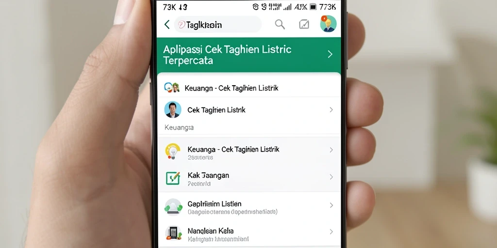Antarmuka aplikasi 73K yang menampilkan rincian tagihan listrik.