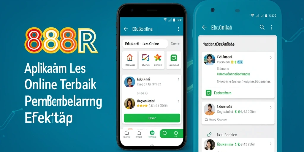 Tampilan antarmuka aplikasi 888R untuk Les Online yang interaktif.
