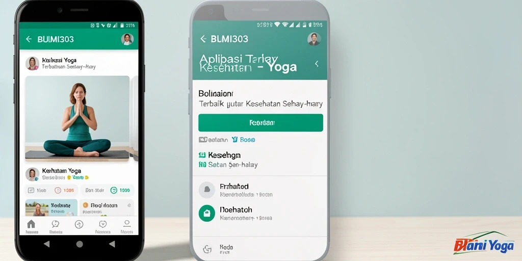 Tampilan antarmuka aplikasi BUMI303 dengan fitur Yoga interaktif.