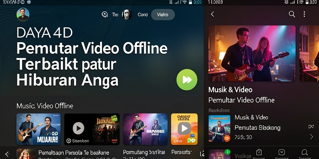 Antarmuka aplikasi <strong>DAYA4D</strong> dengan daftar video yang siap diputar.