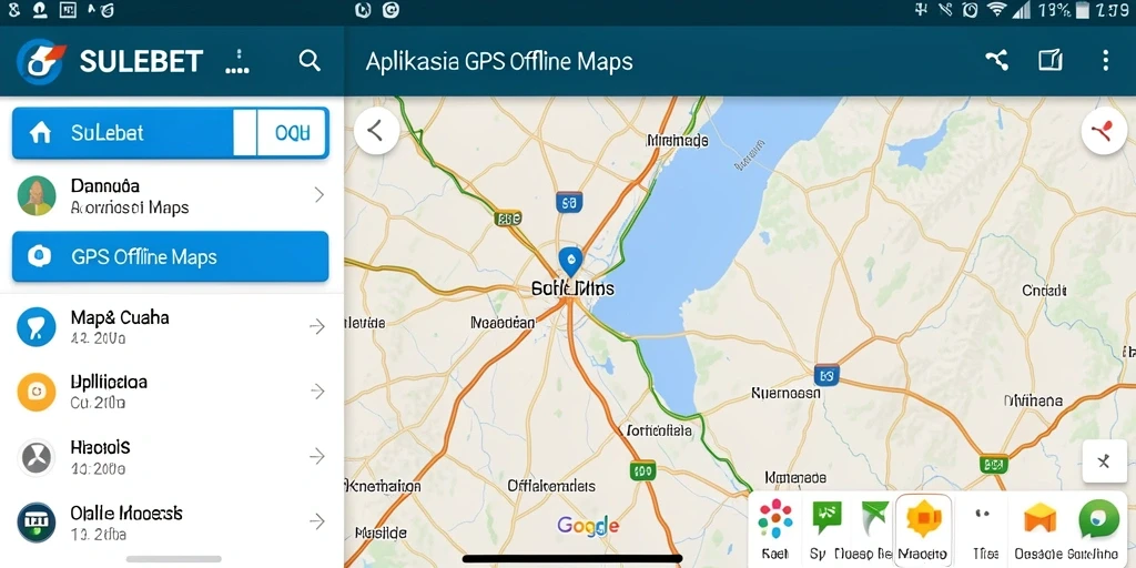Antarmuka aplikasi SULEBET untuk navigasi peta offline yang sederhana.